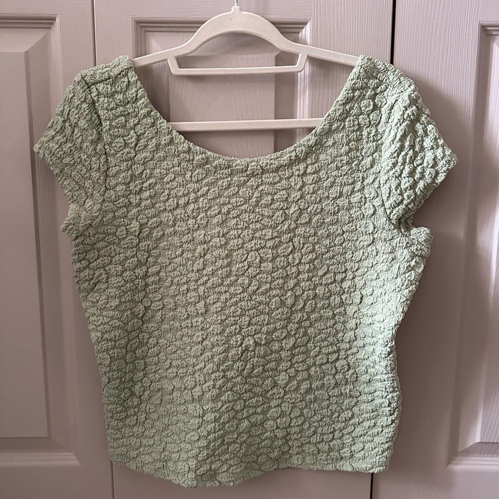 Maeve Anthropologie Textured Green Top